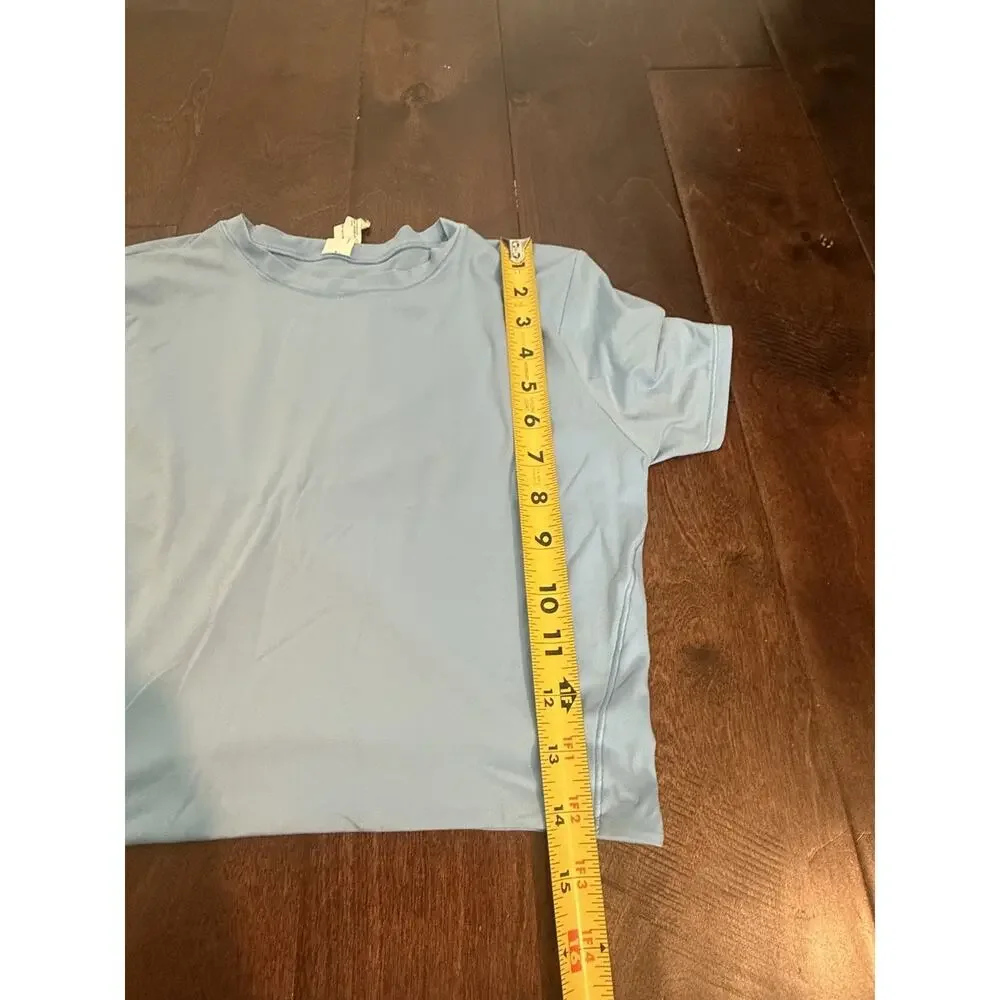 Lululemon Blue Nulu Soft Short Sleeve Stretch Fitted Athletic Top Women's M